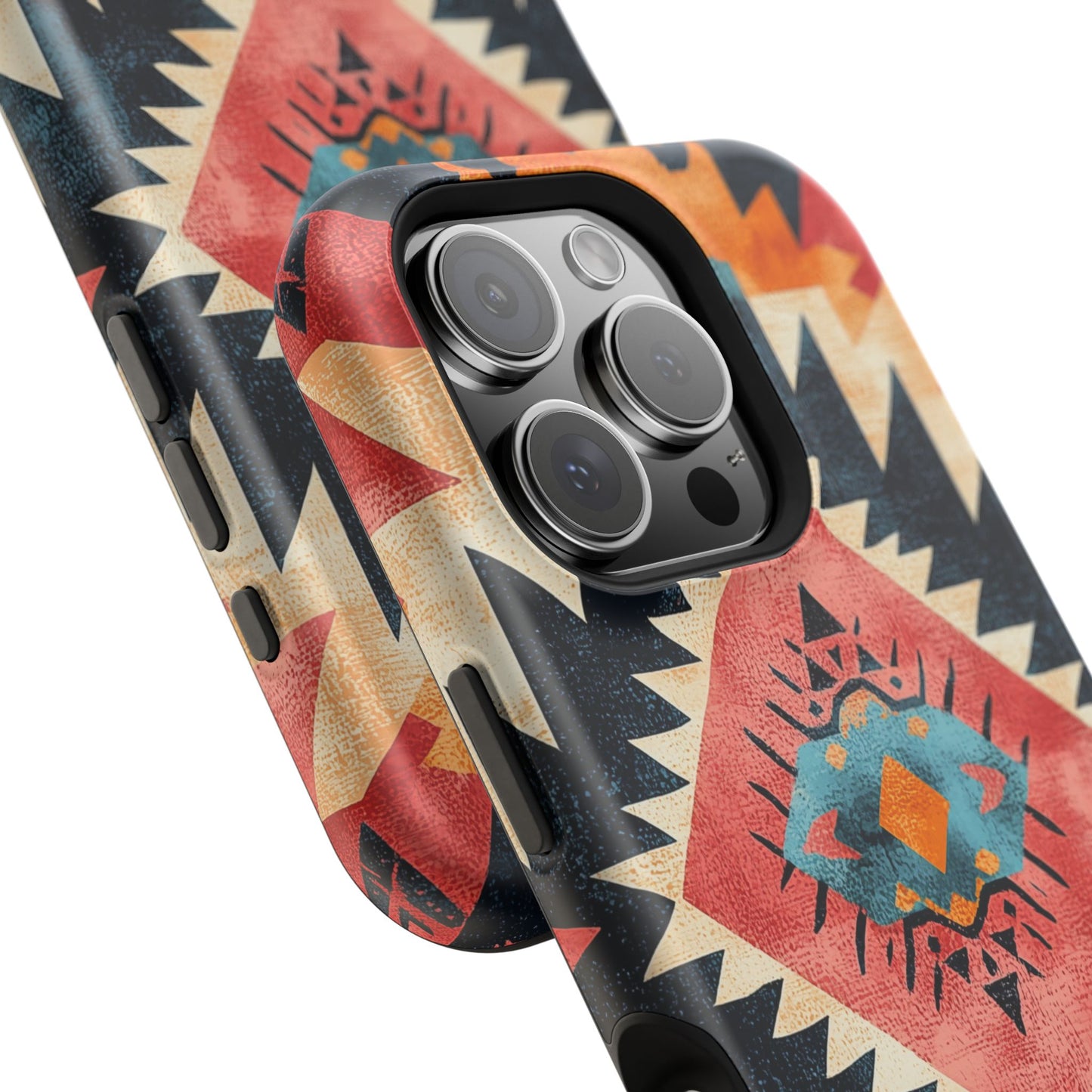 Bold Aztec Pattern Tough MagSafe iPhone Case – Vibrant Geometric Design, Dual-Layer Protection