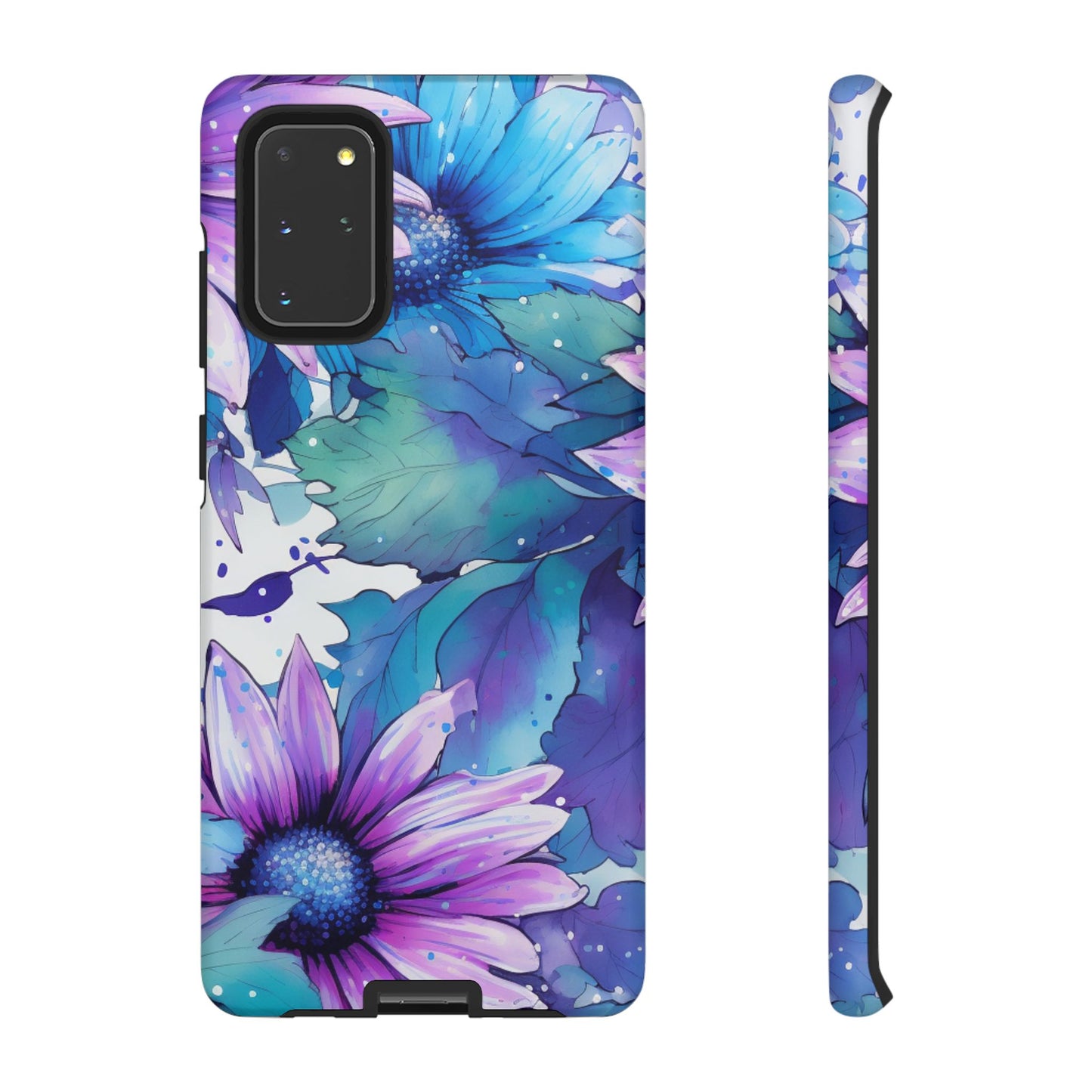 Purple & Teal Watercolor Floral Samsung Galaxy Case - Artistic Flower Design