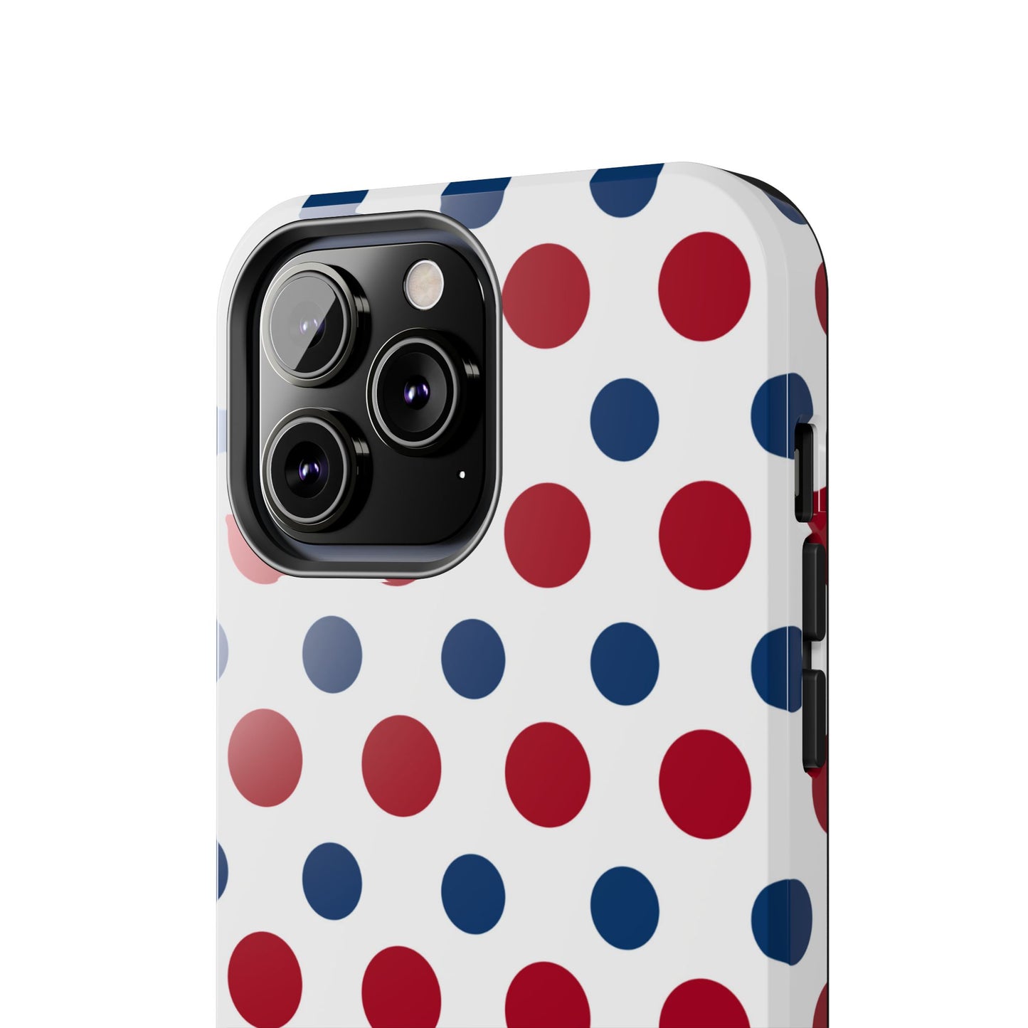 Patriotic Navy, White, and Red Polka Dot iPhone Case