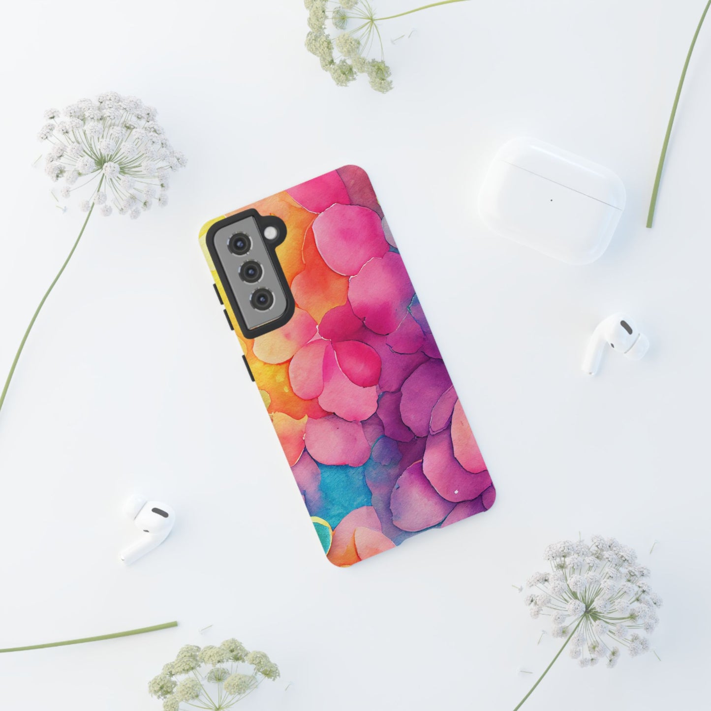 Sunset Petals Watercolor Samsung Galaxy Case – Slim Design, Glossy Finish