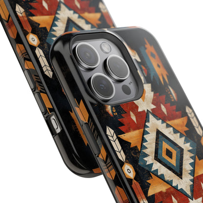 Southwestern Arrow & Diamond Tough MagSafe iPhone Case – Bold Tribal Design, Dual-Layer Protection