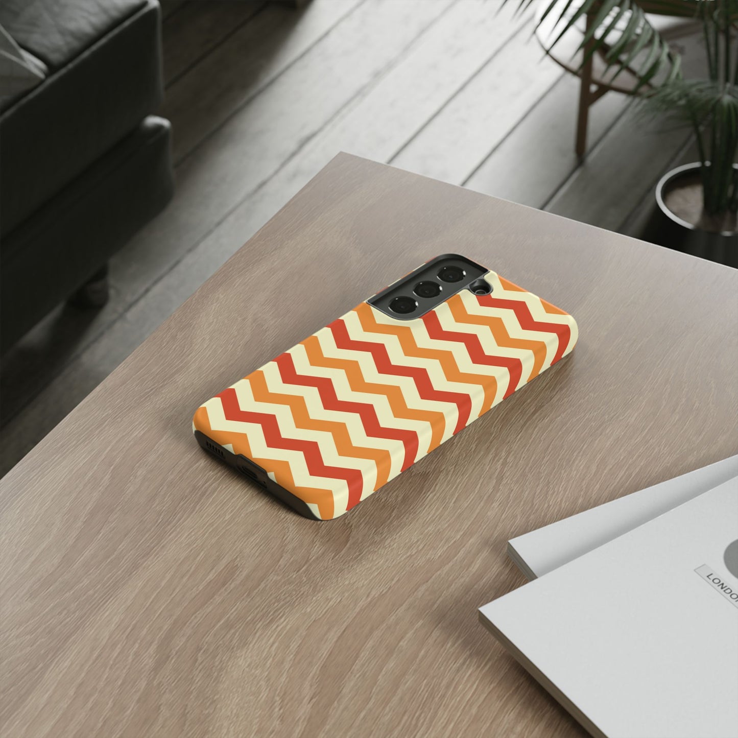 Warm Sunset Chevron – Orange, Red & Cream Geometric Samsung Galaxy Case