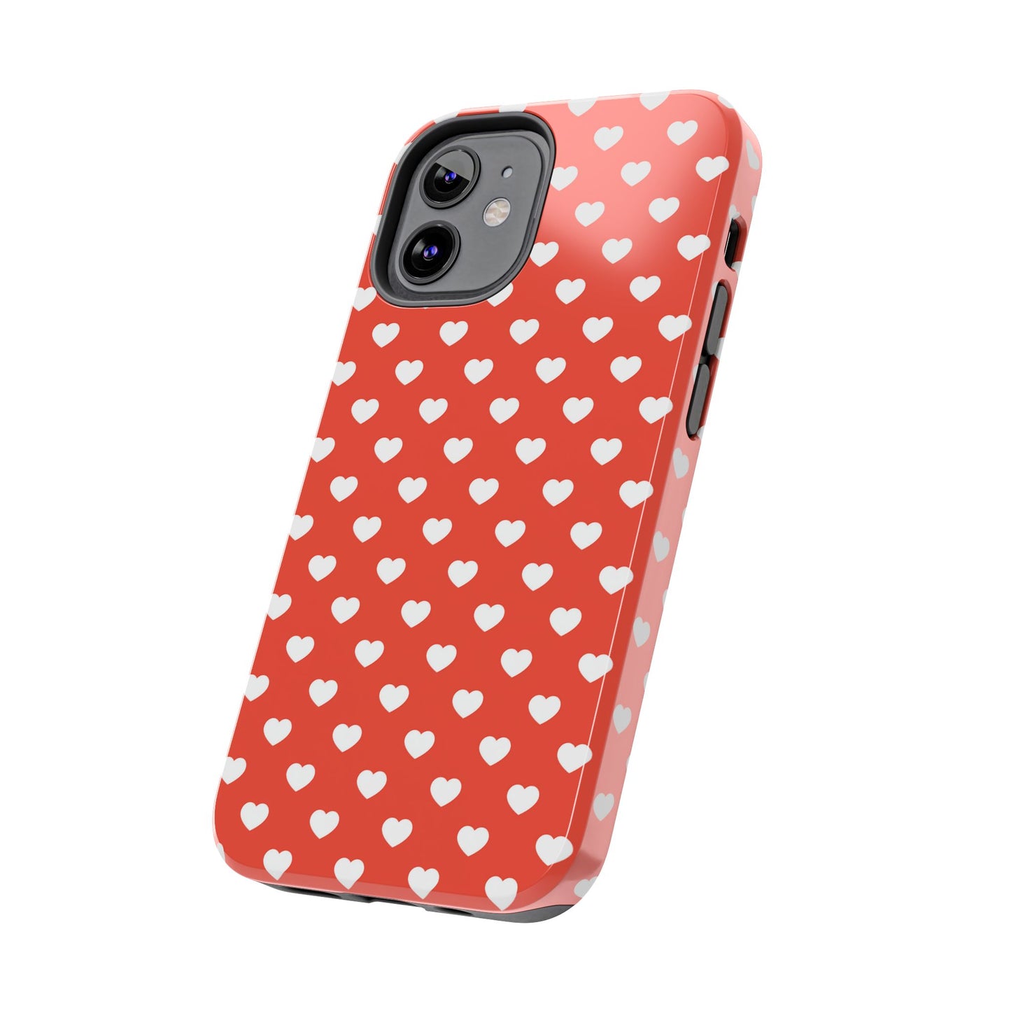 White Hearts on Red iPhone Case