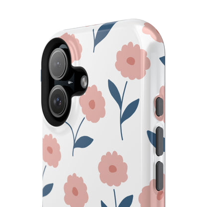 Playful Pink Floral Tough MagSafe  iPhone Case – Soft Pastel Design, Slim & Shockproof