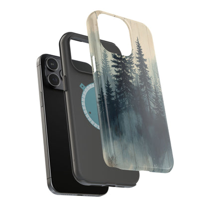 Misty Forest Wood MagSafe iPhone Case - Nature-Inspired Protective Cover