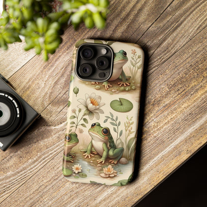 Cute Frogs Phone Case - Pond Pals Frolic - Charming Frog Lily Pad Phone Case for iPhone, Google & Samsung! Great Gift For Any Frog Lover!