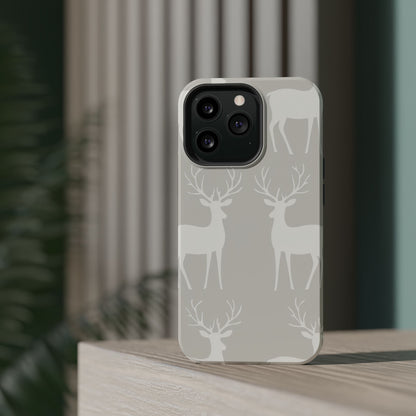 Elegant White Reindeer Pattern – MagSafe iPhone Series Case