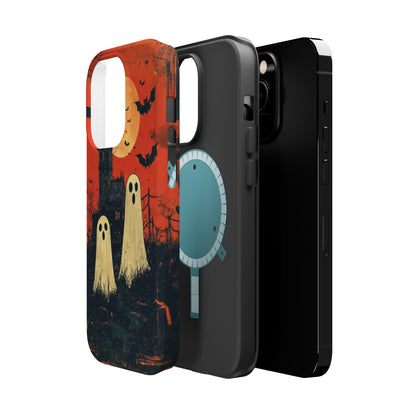 Haunted House & Ghosts MagSafe iPhone Case – Spooky Halloween Full Moon Design