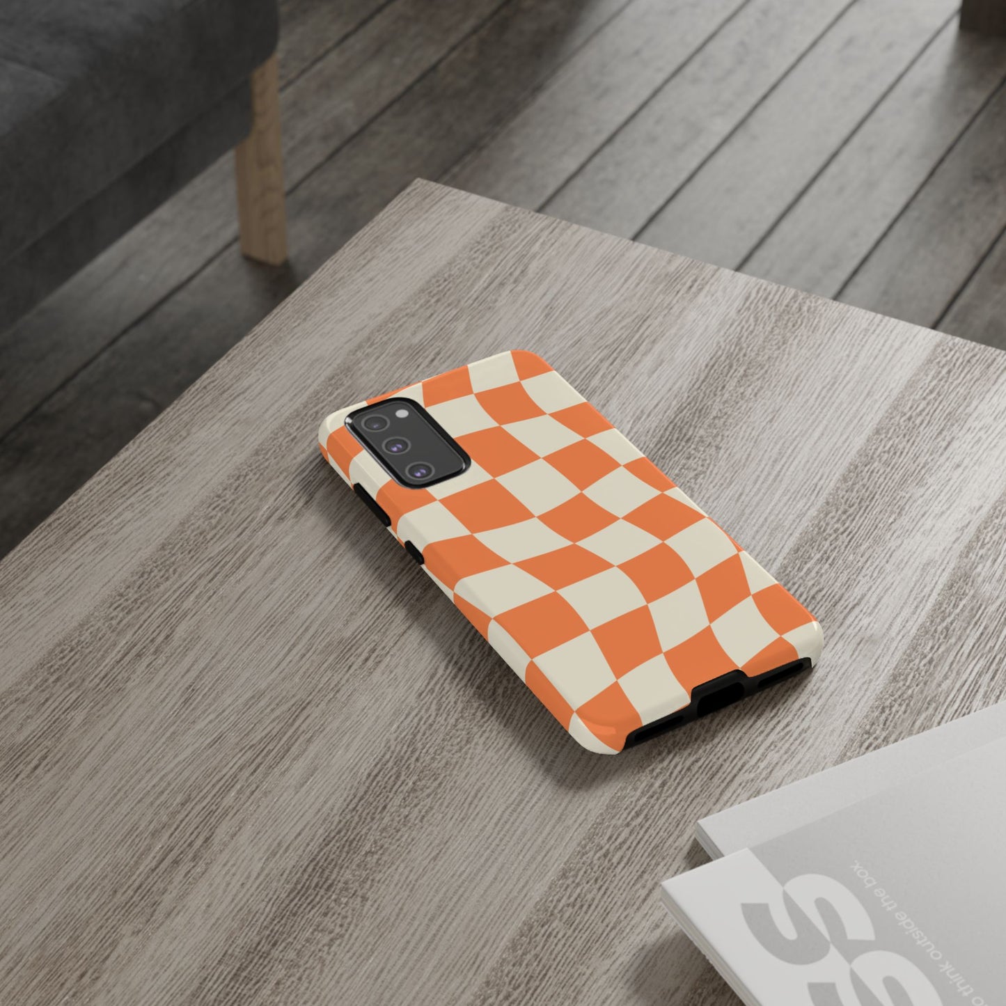 Wavy Retro Checkerboard Samsung Galaxy Case – Shockproof, Matte Finish, Dual-Layer Protection