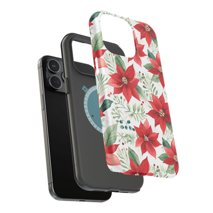 Festive Poinsettia Holiday Pattern – MagSafe iPhone Series Case