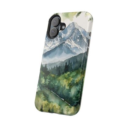 Watercolor Alpine Mountainscape - MagSafe iPhone Case