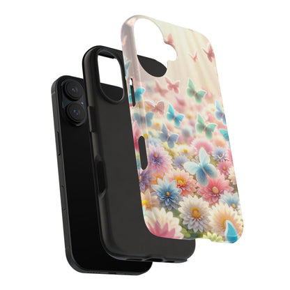 Butterfly Flower Garden - iPhone Case - Pastel Floral Protective Cover