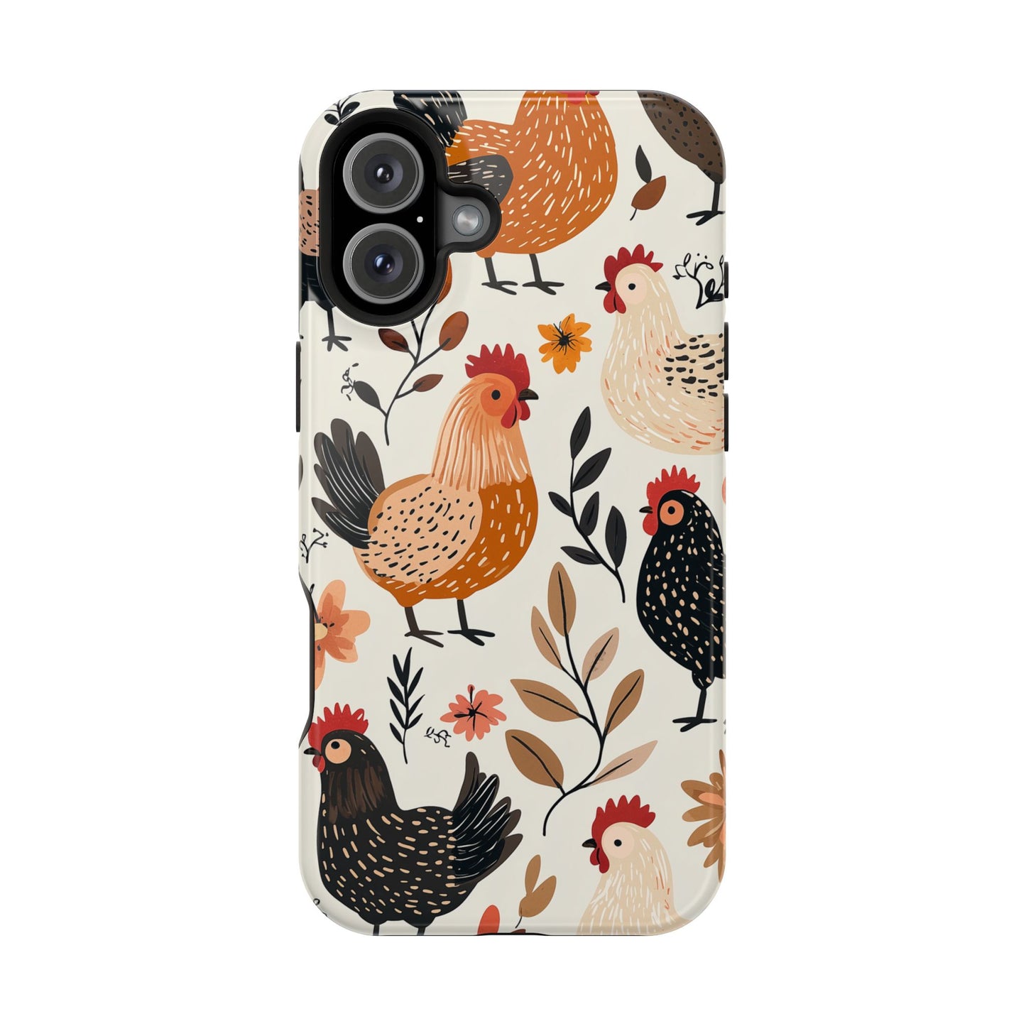 MagSafe iPhone Case: Cluckin' Vintage – Chickens & Leaves