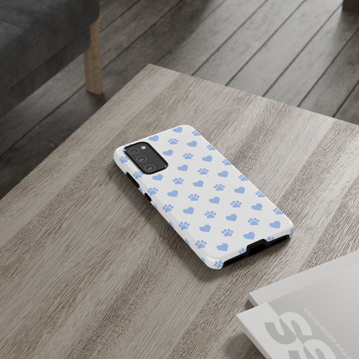 Samsung Galaxy Case - Blue Paw Print & Heart Design