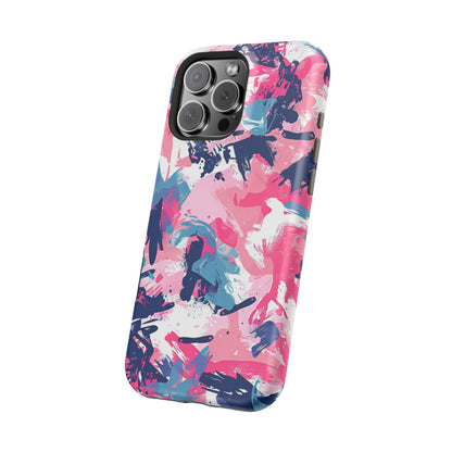 Vibrant Pink & Navy Abstract Splash – MagSafe iPhone Case