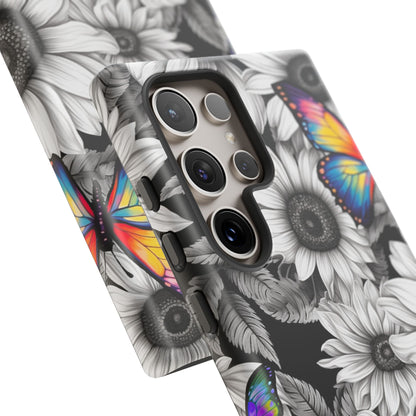 Rainbow Butterflies & Monochrome Sunflowers – Samsung Galaxy Case