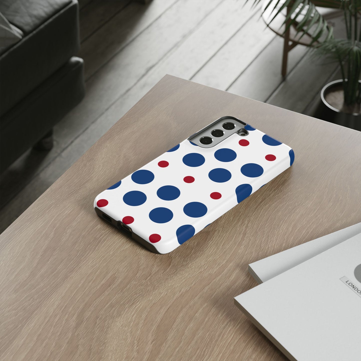 Bold Navy & Red Polka Dot Pattern – Samsung Galaxy Case