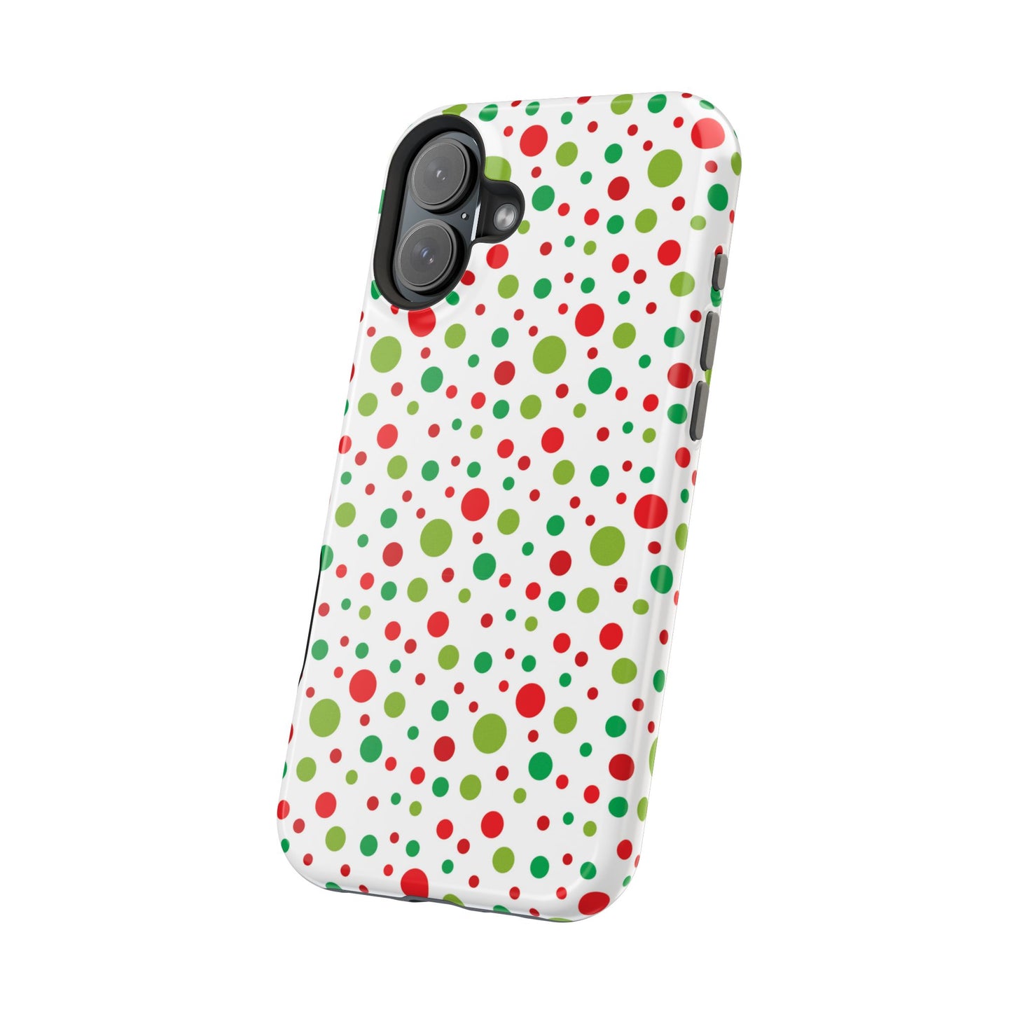 Red & Green Christmas Polka Dots – MagSafe iPhone Case