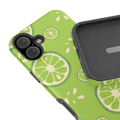 Zesty Lime Splash Tough MagSafe iPhone Case – Fresh Citrus Design, Dual-Layer Protection