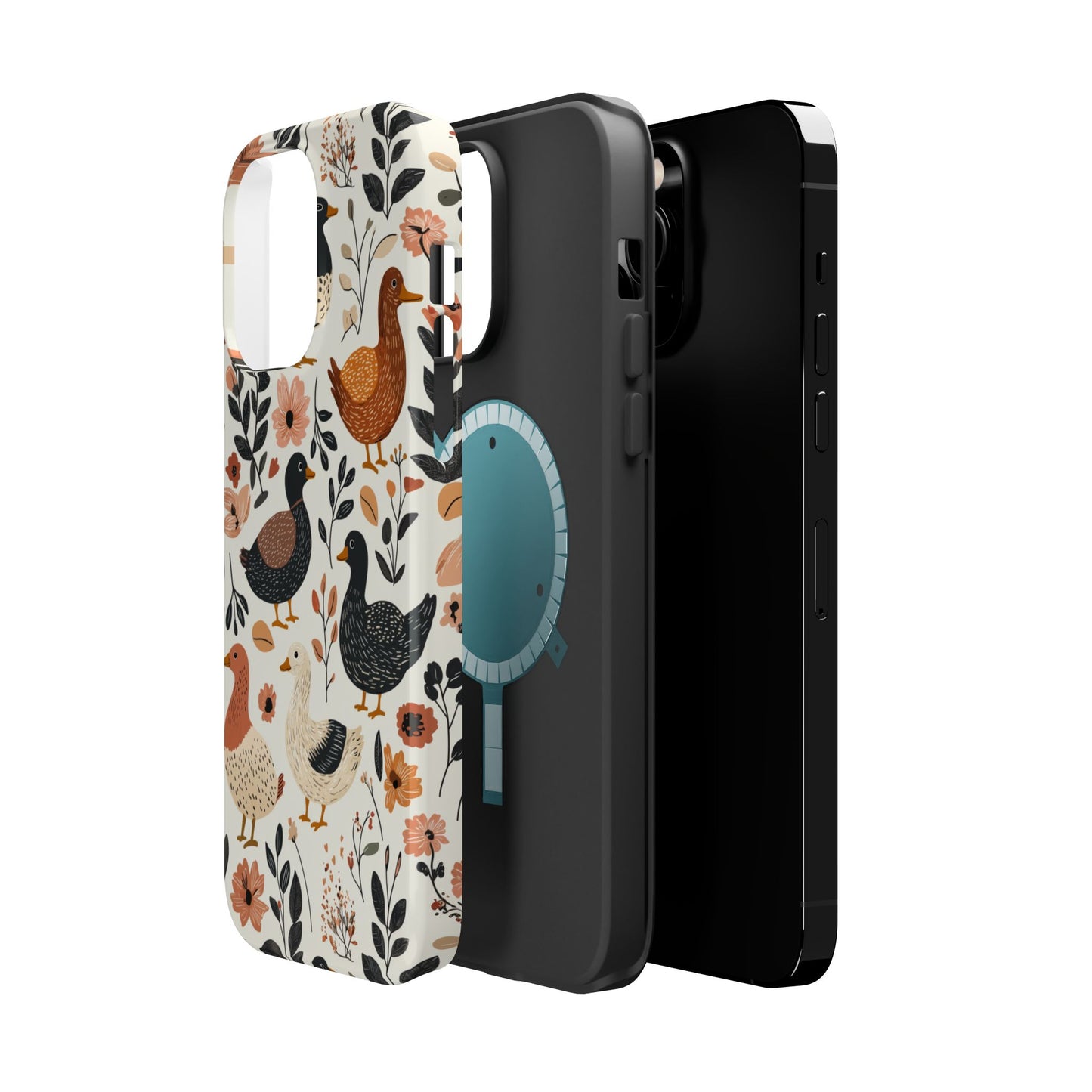 MagSafe iPhone Case: Vintage Duck – Floral & Leaf Design