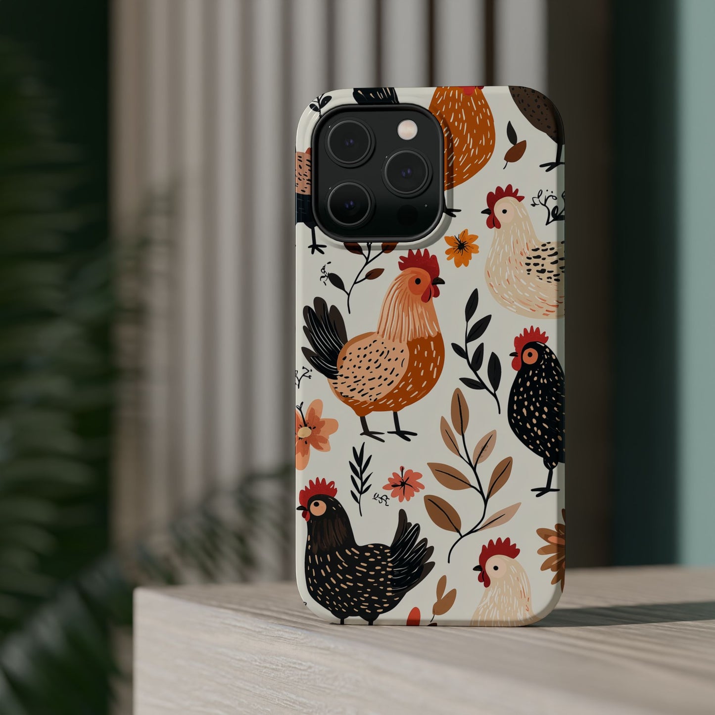 MagSafe iPhone Case: Cluckin' Vintage – Chickens & Leaves