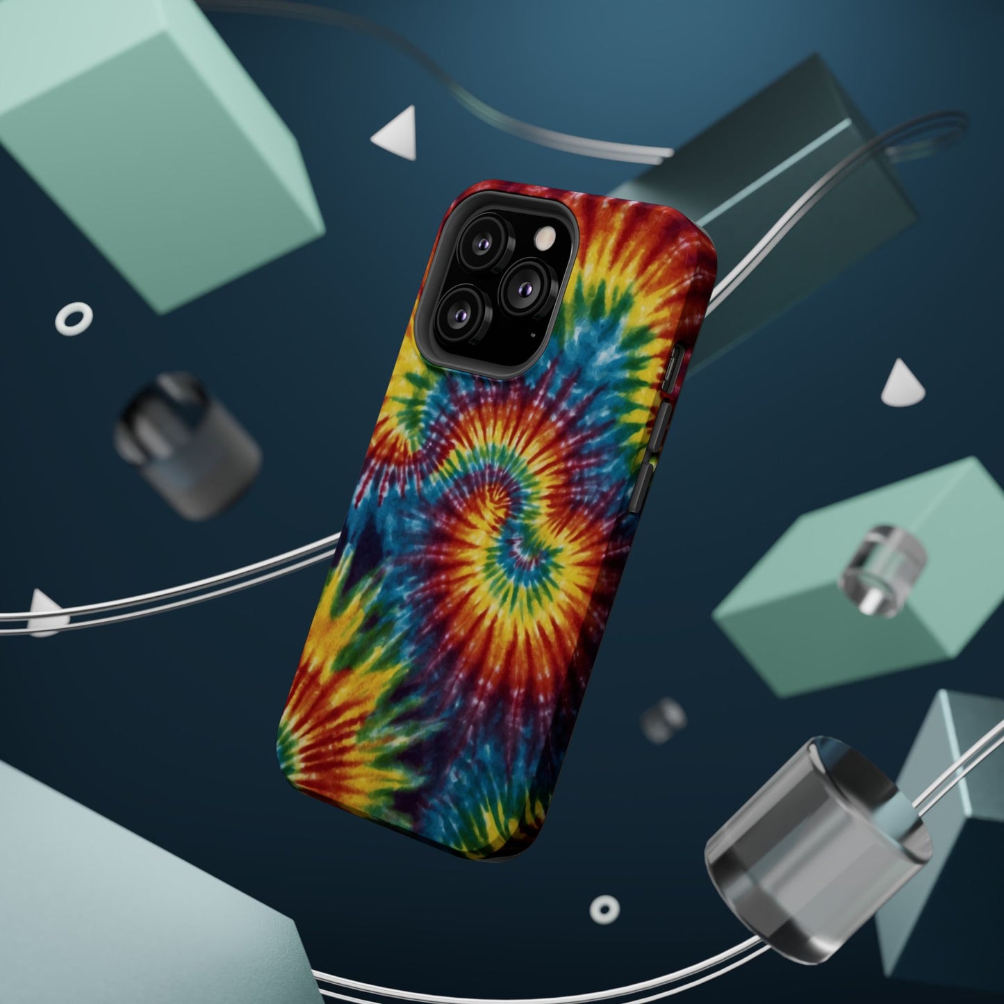 Retro Rainbow Tie-Dye MagSafe Case – Swirl Design