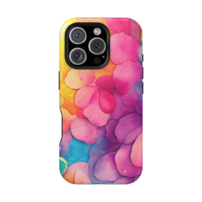 Sunset Petals Watercolor MagSafe iPhone Case – Slim Design, Glossy Finish