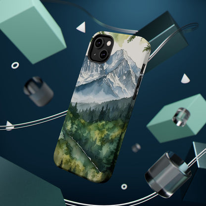 Watercolor Alpine Mountainscape - MagSafe iPhone Case