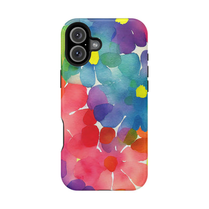 Rainbow Bloom Watercolor MagSafe iPhone Case – Slim Design, Glossy Finish