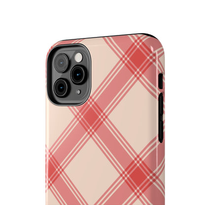 Soft Peachy Red Plaid iPhone Case