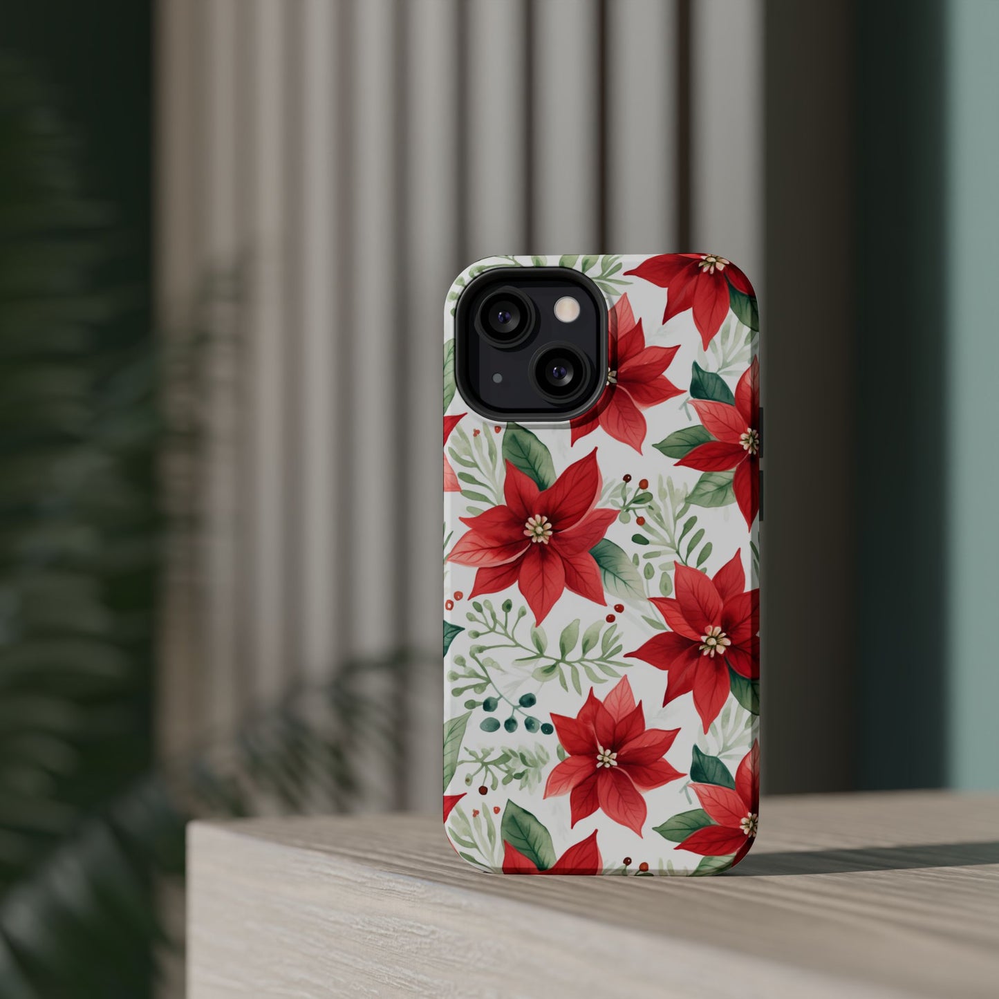 Festive Poinsettia Holiday Pattern – MagSafe iPhone Series Case