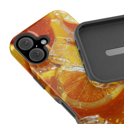 Citrus Orange Splash MagSafe iPhone Case – Dual-Layer Tough Protection, Vibrant Summer Design