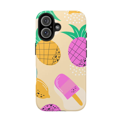 Tropical Pop iPhone Case – Fun Pineapple & Lemon Design with Vibrant Summery Colors