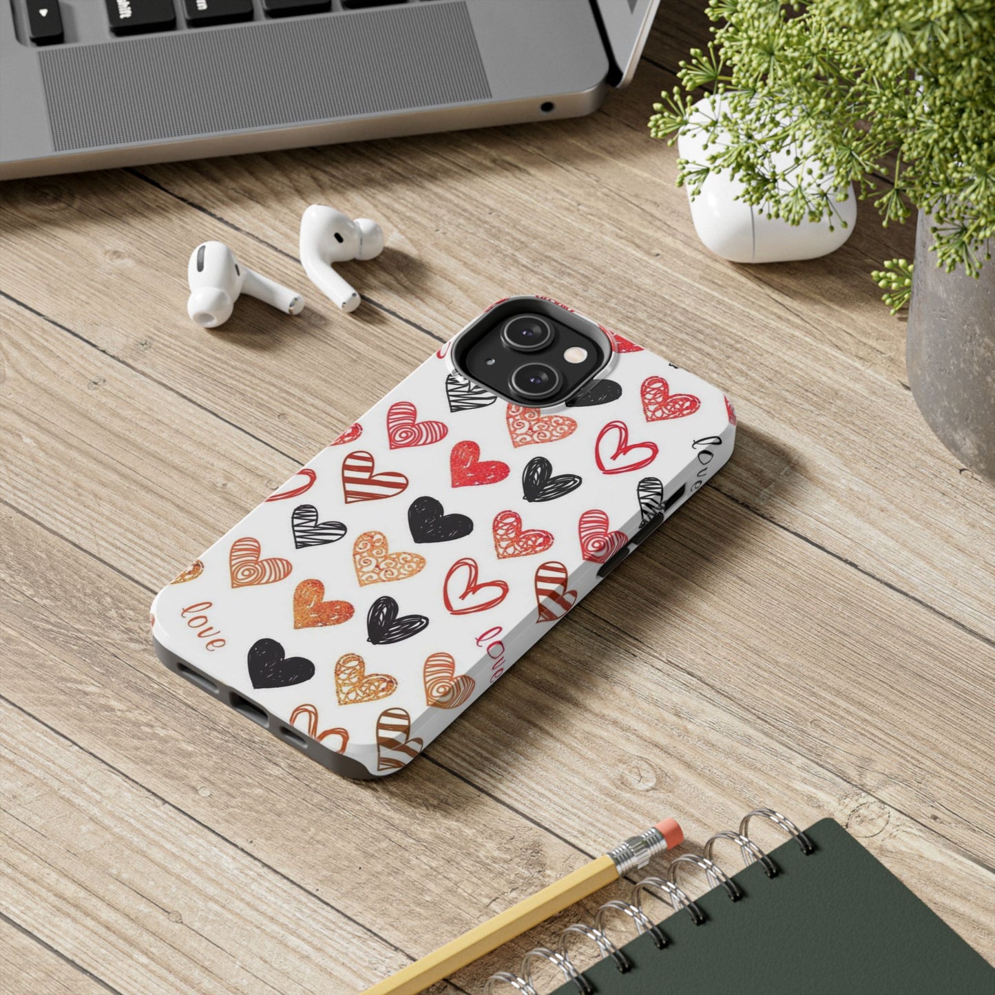 iPhone Case: Hand-Drawn Hearts & Love