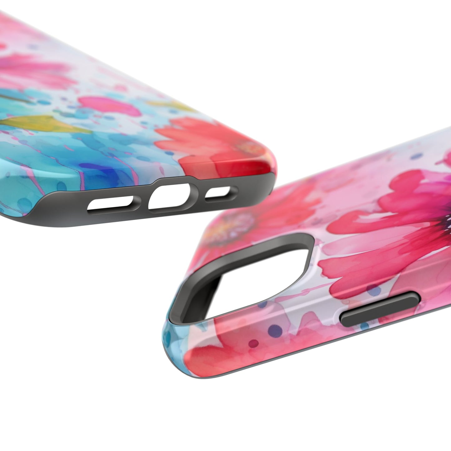 Vibrant Watercolor Red & Pink Floral - MagSafe iPhone Case