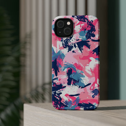 Vibrant Pink & Navy Abstract Splash – MagSafe iPhone Case