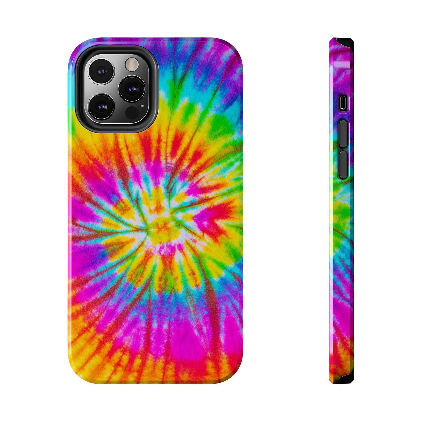 Rainbow Spiral Tie-Dye iPhone Case – Bright & Retro Design