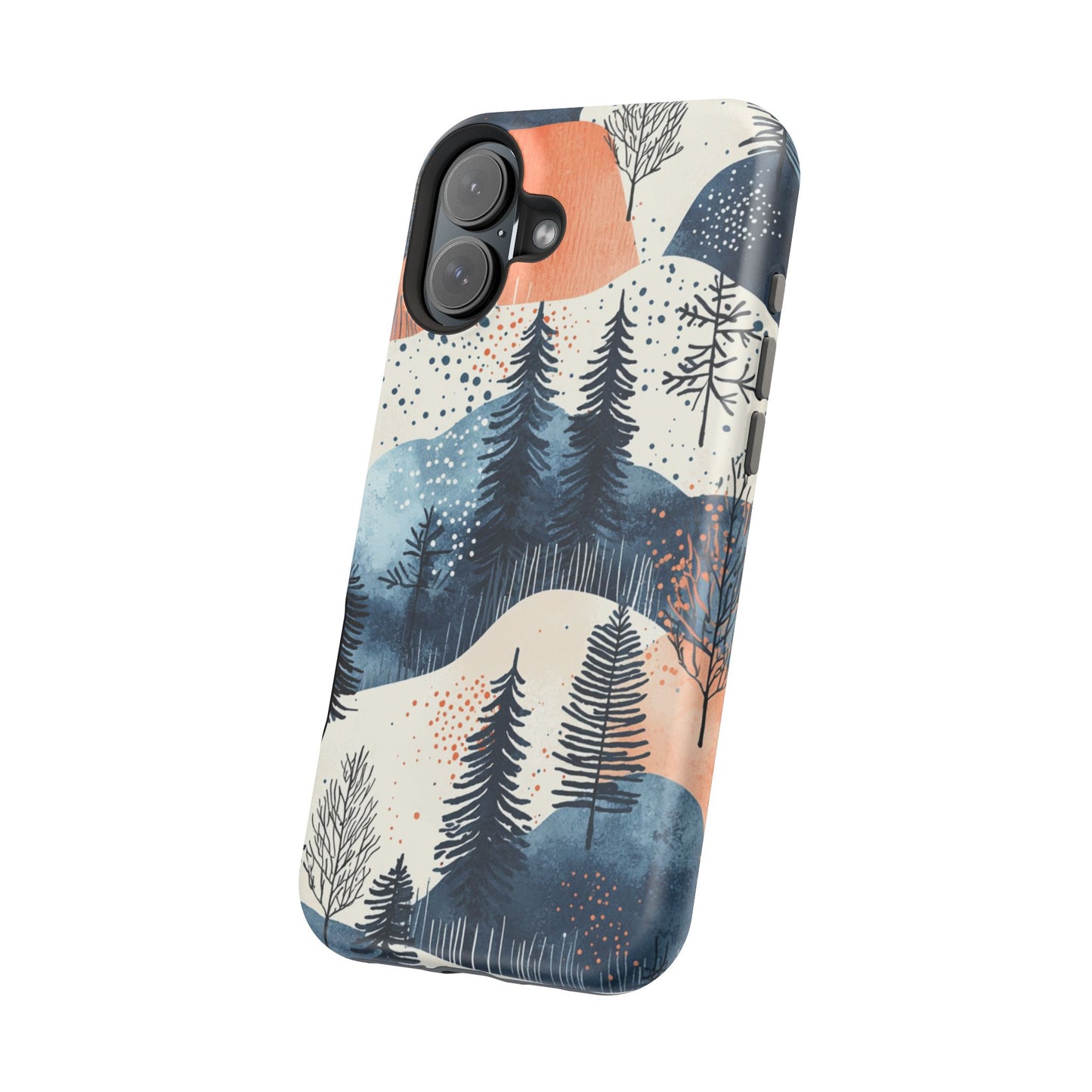 Winter Forest MagSafe iPhone Case | Watercolor Trees & Mountains