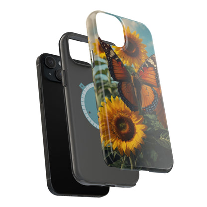 Vibrant Butterfly & Sunflower – MagSafe iPhone Case