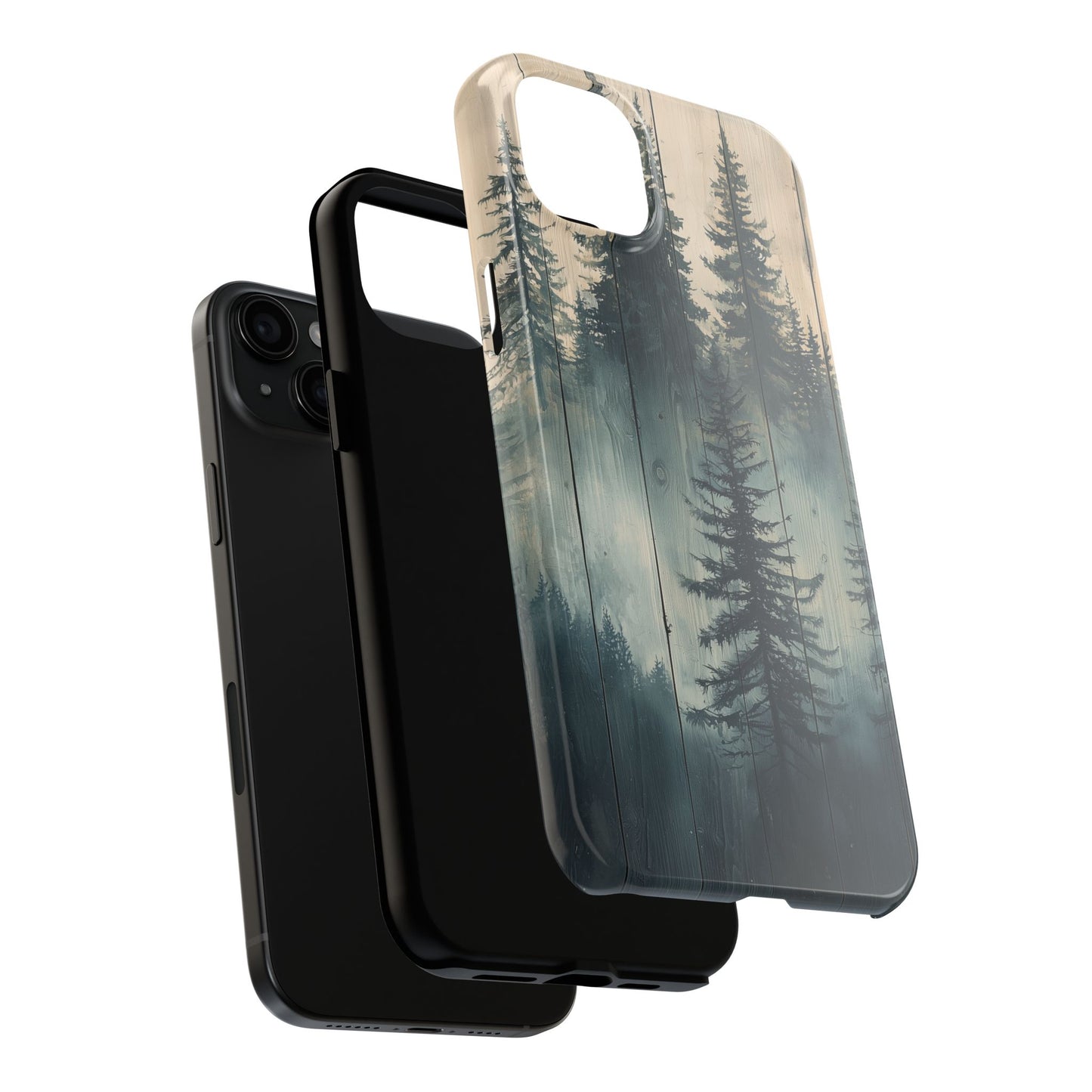 Misty Pine Forest Iphone Case - Nature-Inspired Wood Design Protective Cover