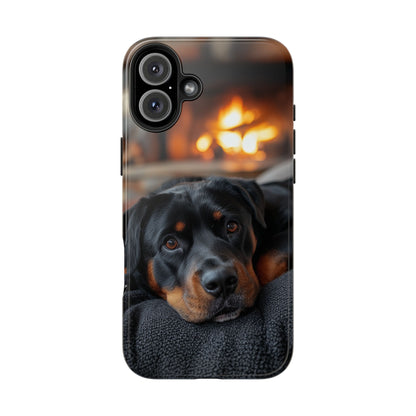 Warm Rottweiler by the Fireplace Samsung Galaxy Case – Rustic Charm for Dog Lovers