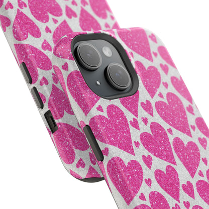 Pink Glitter Hearts Pattern MagSafe Case