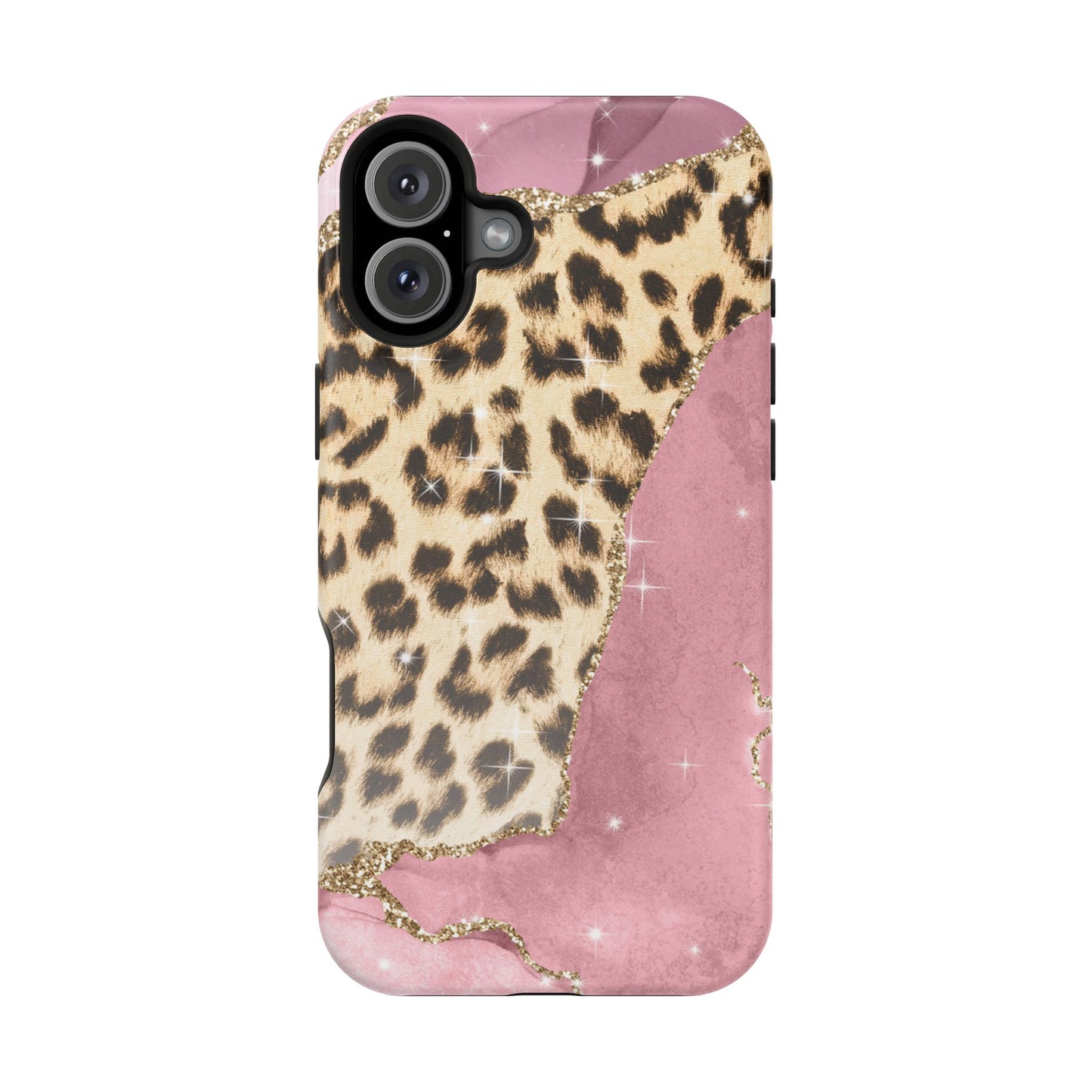 Pink Glam Leopard - MagSafe iPhone Series Case with Glitter Accents