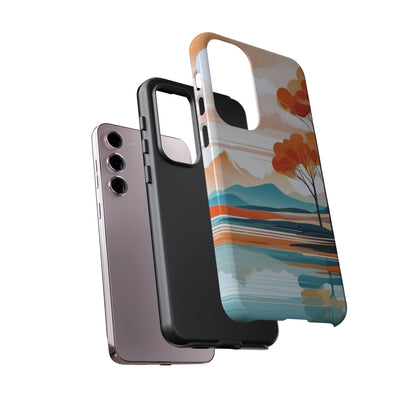 Serene Sunset Lake Samsung Galaxy Case – Minimalist Landscape Art, Dual - Layer Protection - BOGO Cases