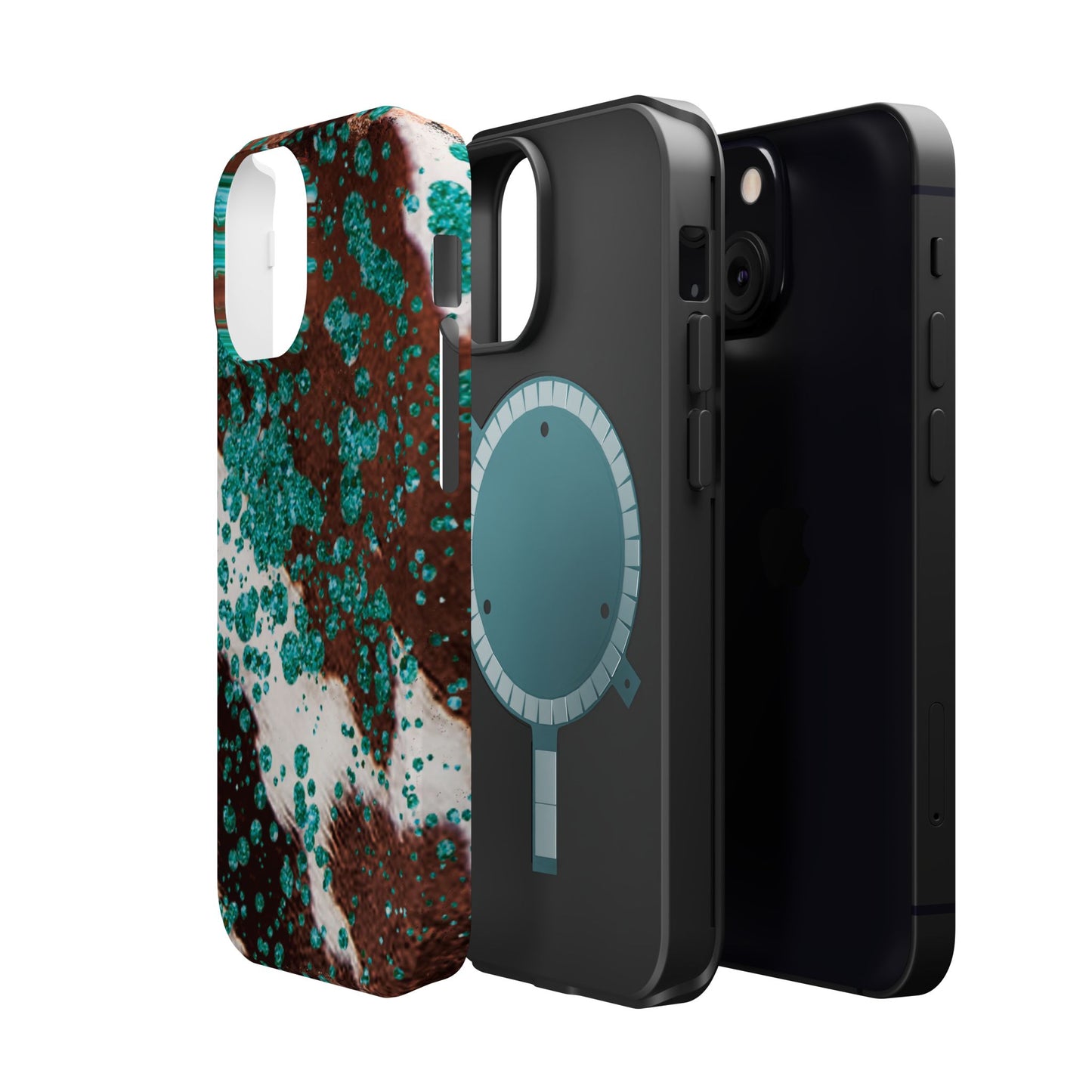 Teal Glitter Cowhide - MagSafe iPhone Series Case