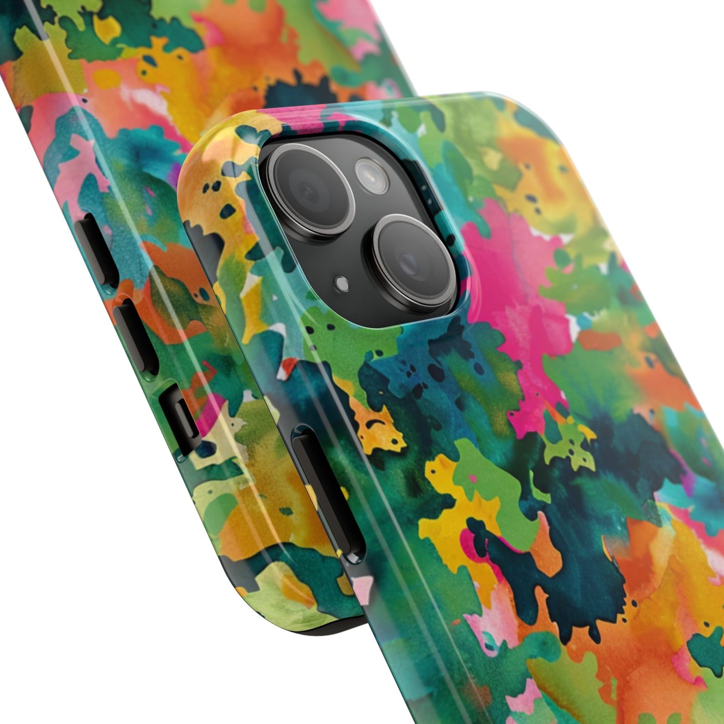 Vibrant Watercolor Splash iPhone Case – Bold Multicolor Artistic Design