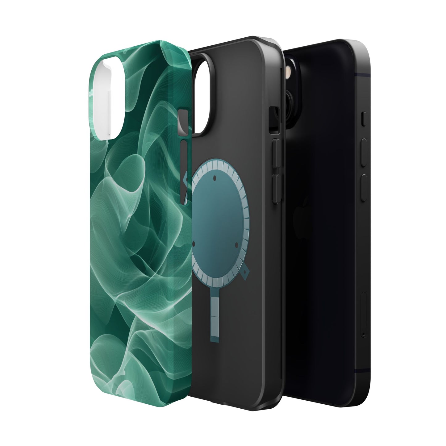 Emerald Flow MagSafe iPhone Case – Translucent Green Fabric-Inspired Design