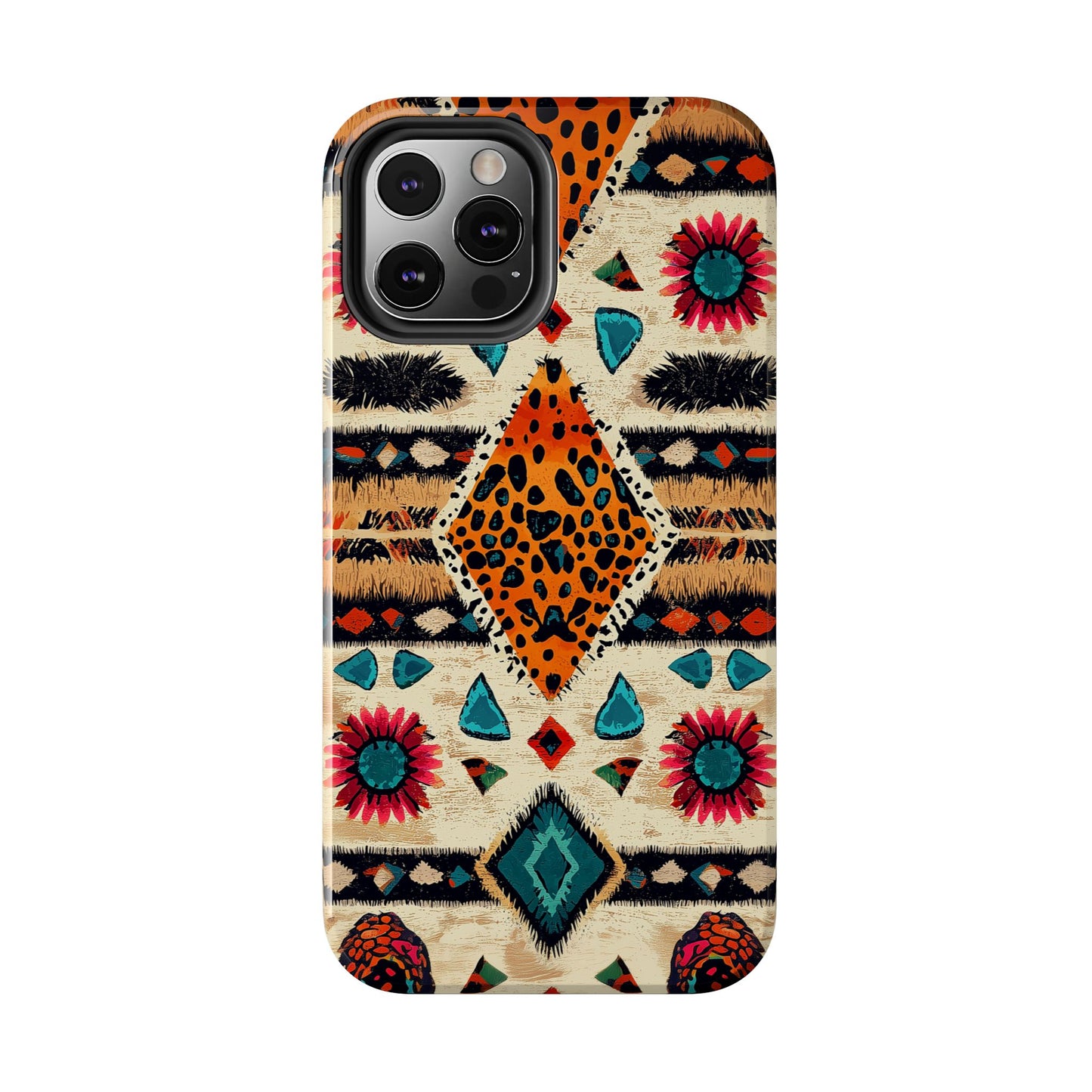 Wild Boho Leopard Print & Floral Tough iPhone Case – Eclectic Tribal Design, Dual - Layer Protection - BOGO Cases