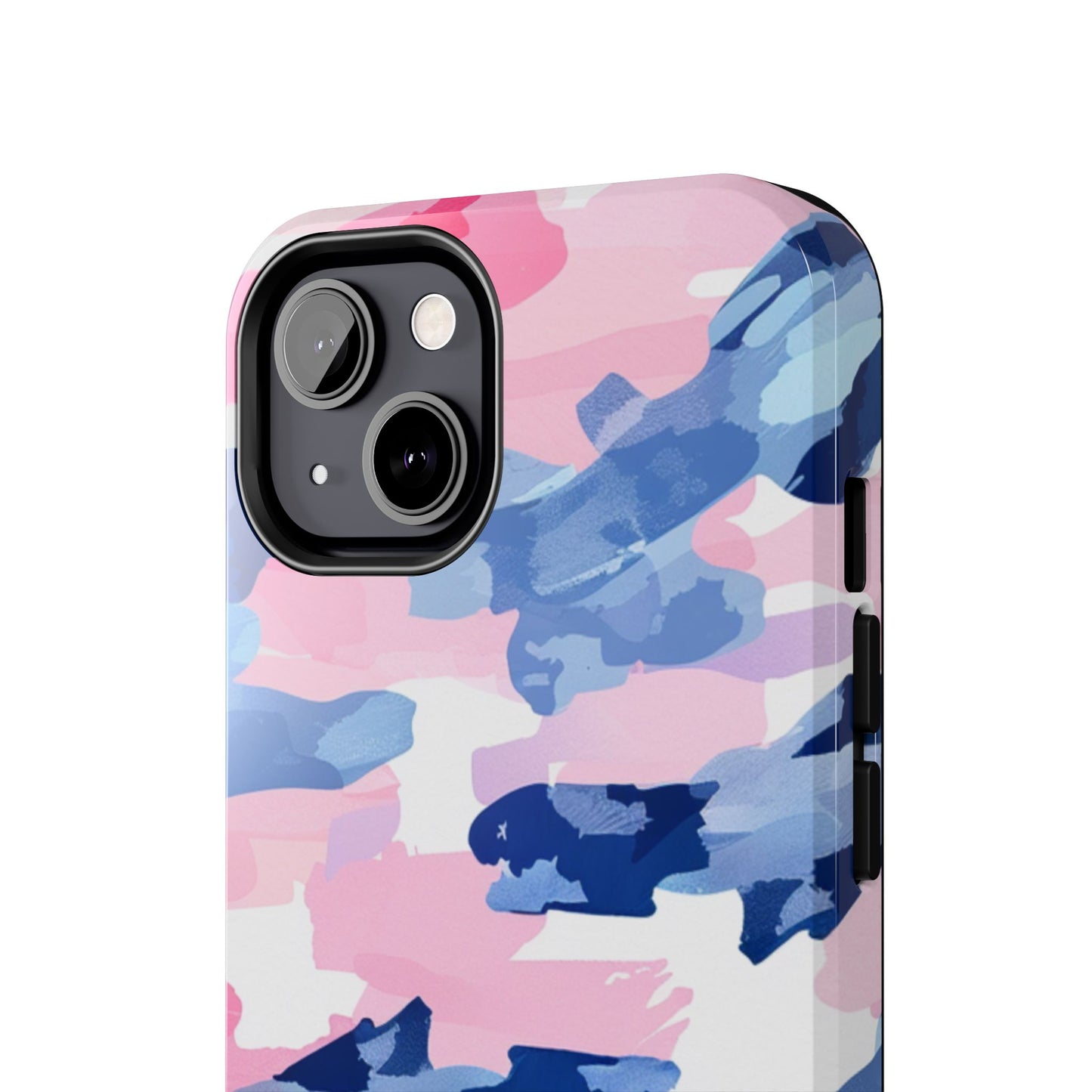 iPhone Case: Dynamic Pink & Navy Brushstroke Art