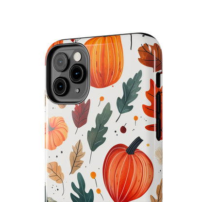 Autumn Harvest iPhone Case - Pumpkin and Fall Leaf Design